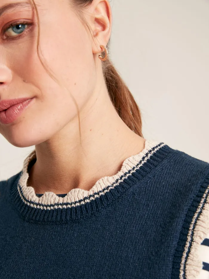 Joules Claudette 8211 Navy Scallop Trim Knitted Tank Women Knitwear Joules Claudette 8211 Navy Scallop Trim Knitted Tank Women Knitwear