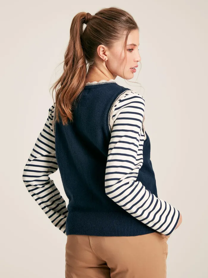 Joules Claudette 8211 Navy Scallop Trim Knitted Tank Women Knitwear Joules Claudette 8211 Navy Scallop Trim Knitted Tank Women Knitwear