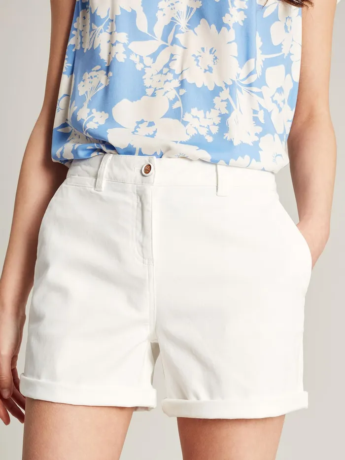 Joules Cruise 8211 White Mid Thigh Length Chino Shorts Women Shorts