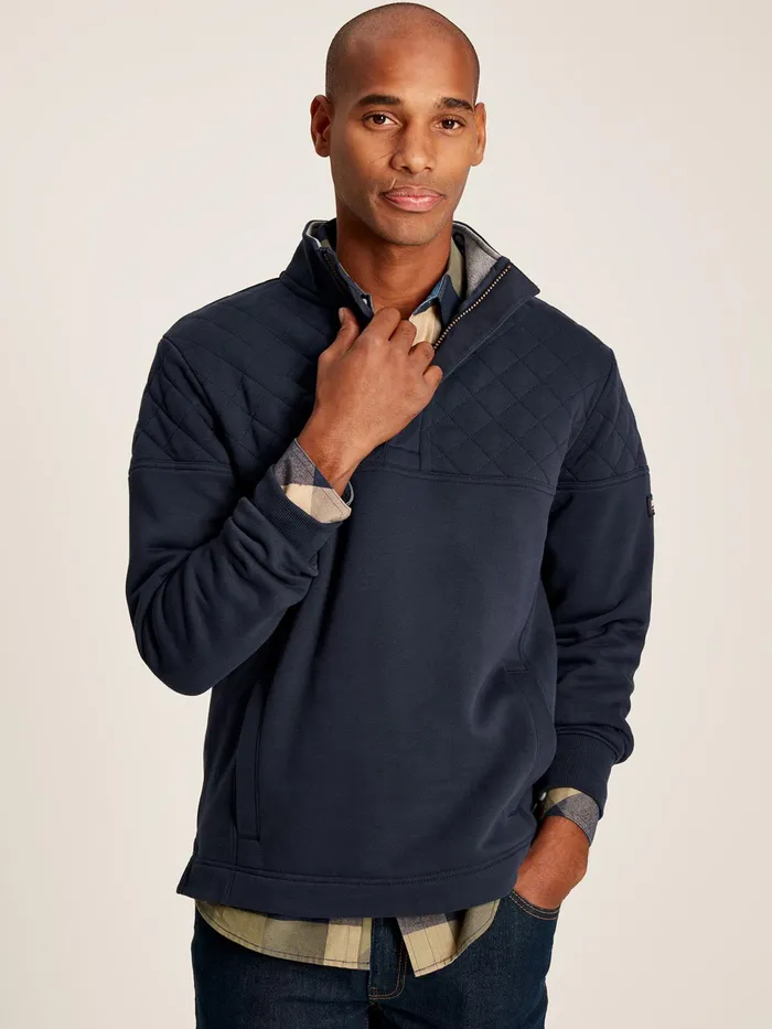 Joules Darrington 8211 Blue Quarter Zip Sweater Men Sweatshirts and Hoodies