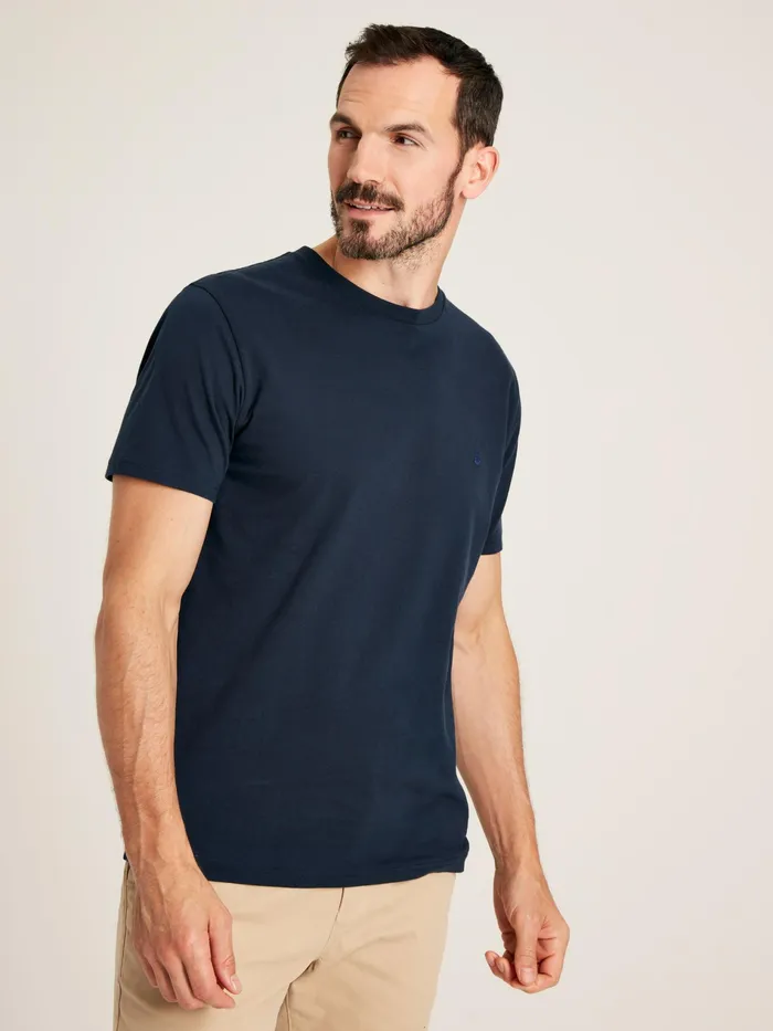 Joules Denton 8211 Navy Blue Plain Jersey TShirt Men Tops and Tshirts