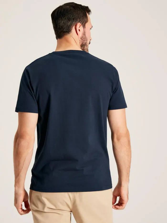 Joules Denton 8211 Navy Blue Plain Jersey TShirt Men Tops and Tshirts