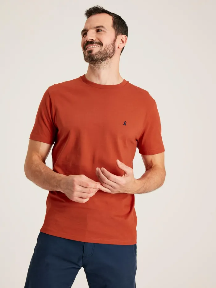 Joules Denton 8211 Orange Plain Jersey TShirt Men Tops and Tshirts