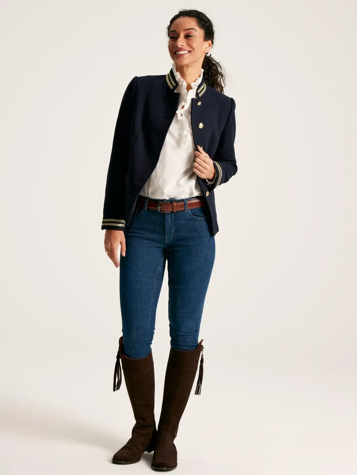 Joules Dulcote 8211 Navy Band Jacket Women Coats and Jackets