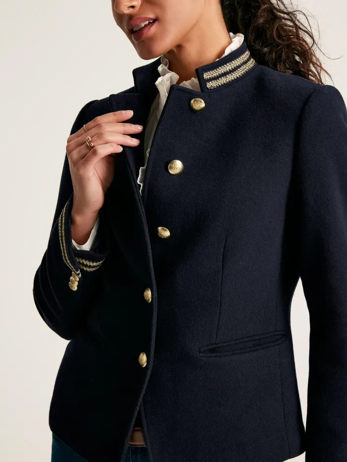 Joules Dulcote 8211 Navy Band Jacket Women Coats and Jackets
