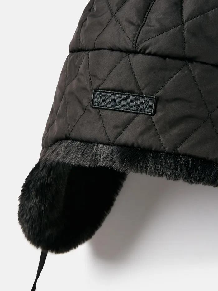 Joules Eira 8211 Black Faux Fur Lined Trapper Hat Women Hats