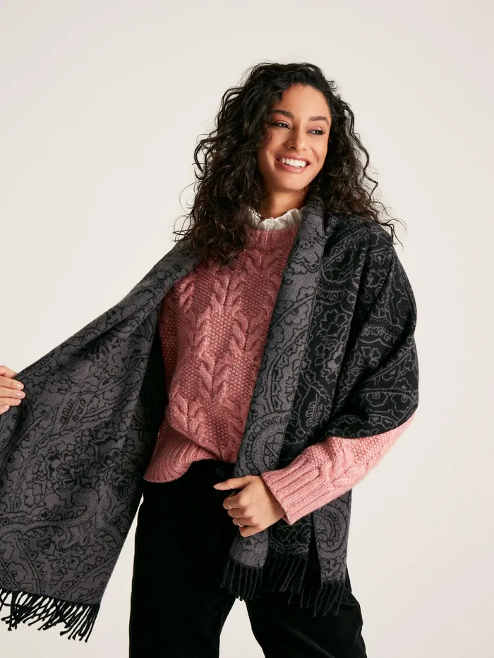 Joules Elissa 8211 Black Paisley Jaquard Scarf Women Scarves