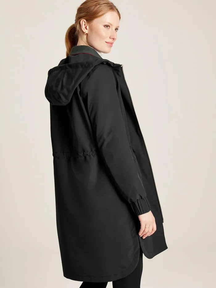 Joules Elmfield 8211 Black Waterproof Raincoat With Hood Women Raincoats