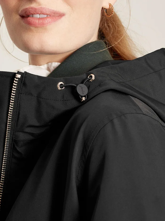 Joules Elmfield 8211 Black Waterproof Raincoat With Hood Women Raincoats