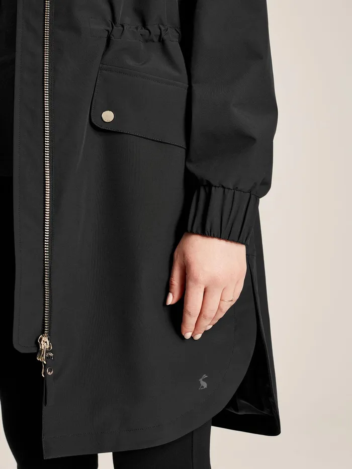 Joules Elmfield 8211 Black Waterproof Raincoat With Hood Women Raincoats