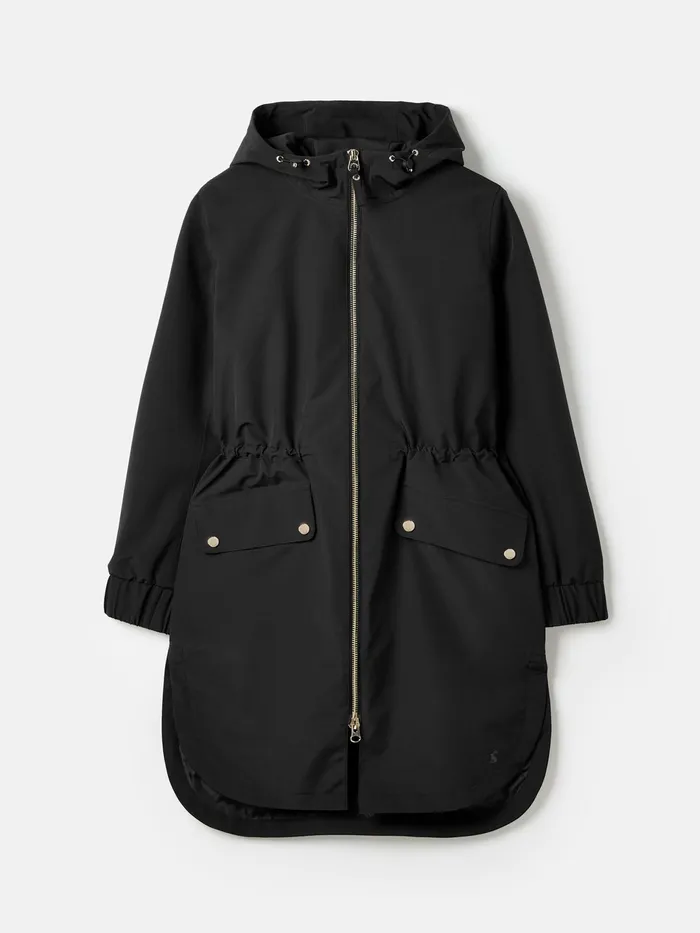 Joules Elmfield 8211 Black Waterproof Raincoat With Hood Women Raincoats