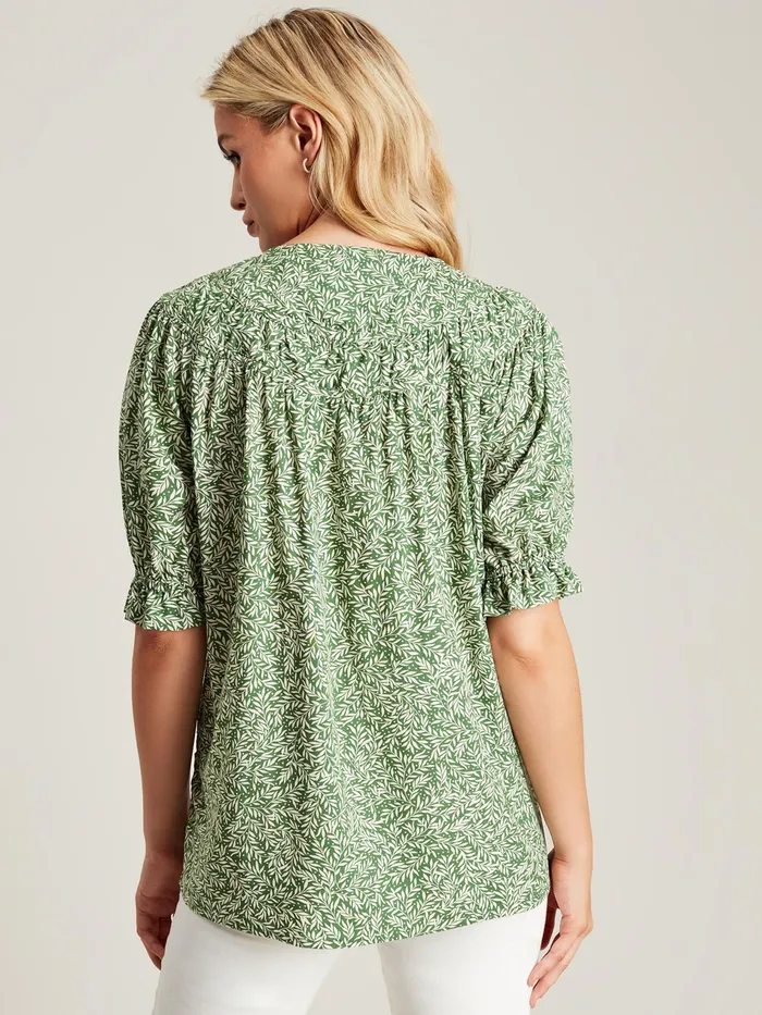 Joules Eloisa 8211 Green Curved Yoke Blouse Women Shirts and Blouses