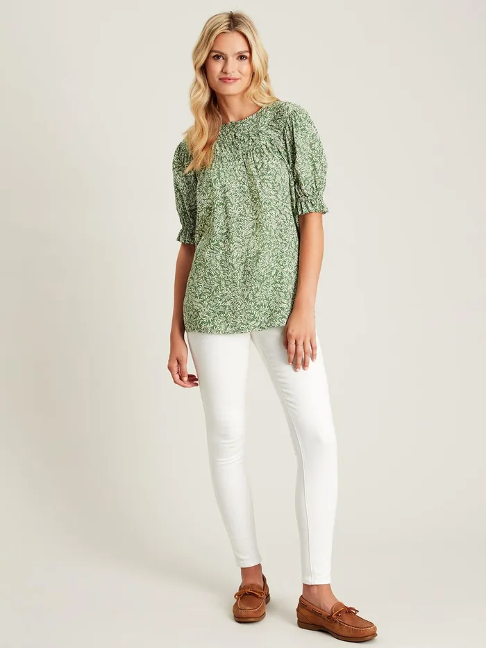 Joules Eloisa 8211 Green Curved Yoke Blouse Women Shirts and Blouses
