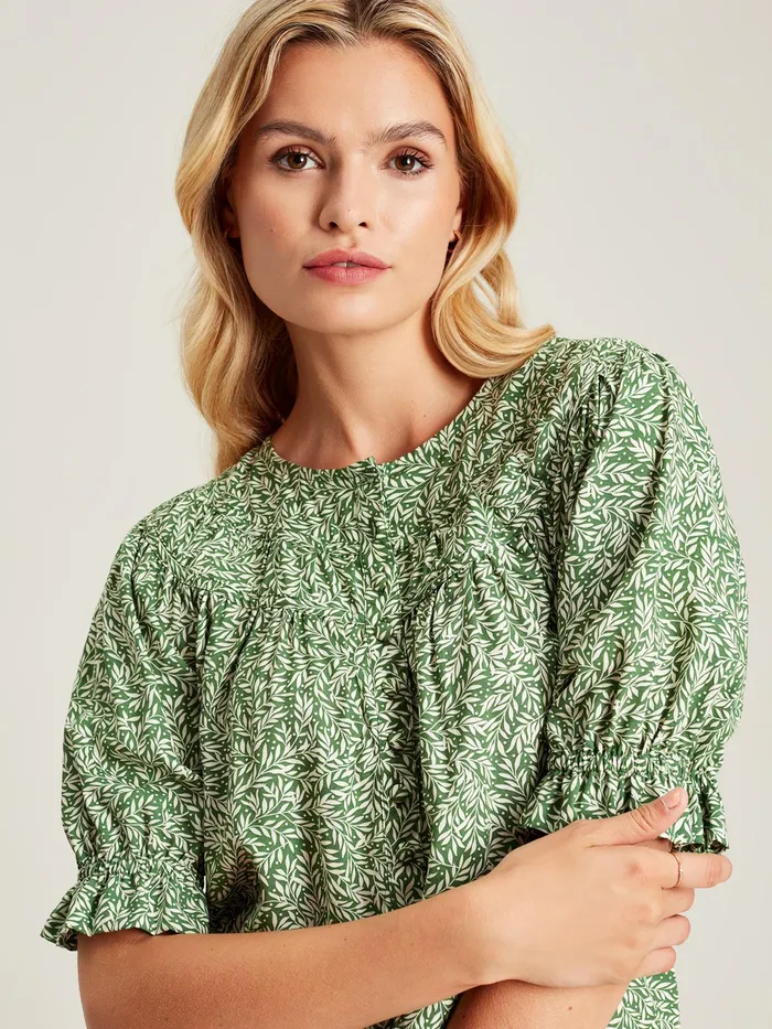 Joules Eloisa 8211 Green Curved Yoke Blouse Women Shirts and Blouses