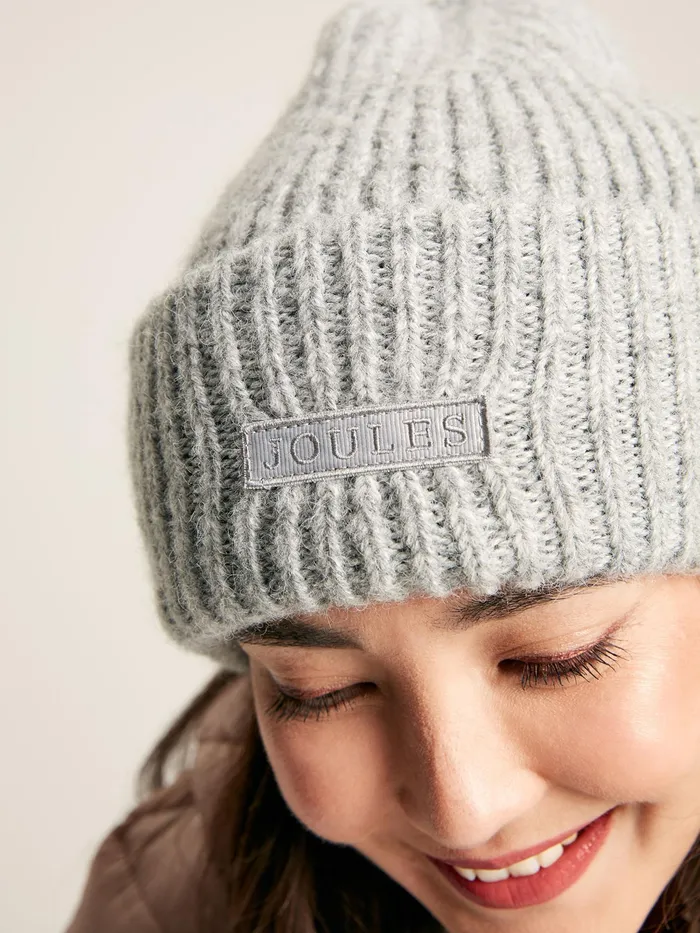 Joules Eloise 8211 Grey Marl Soft Oversized Beanie Hat Women Hats
