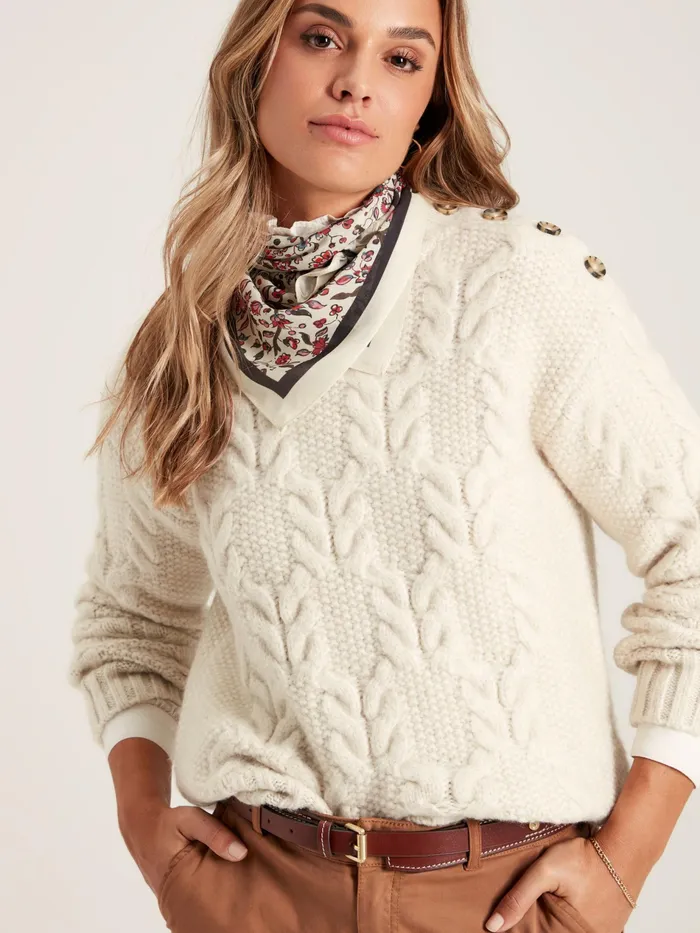 Joules Elsie 8211 Cream Square Scarf Women Scarves