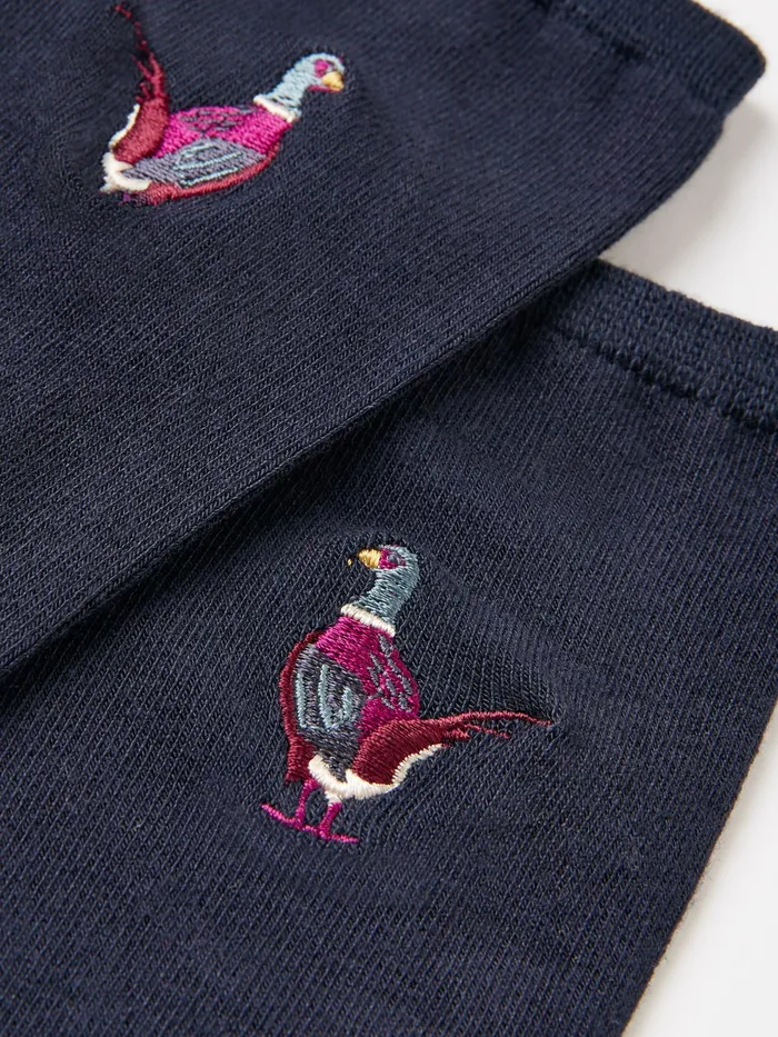 Joules Embroidered 8211 NavyPurple Socks Women Socks and Tights
