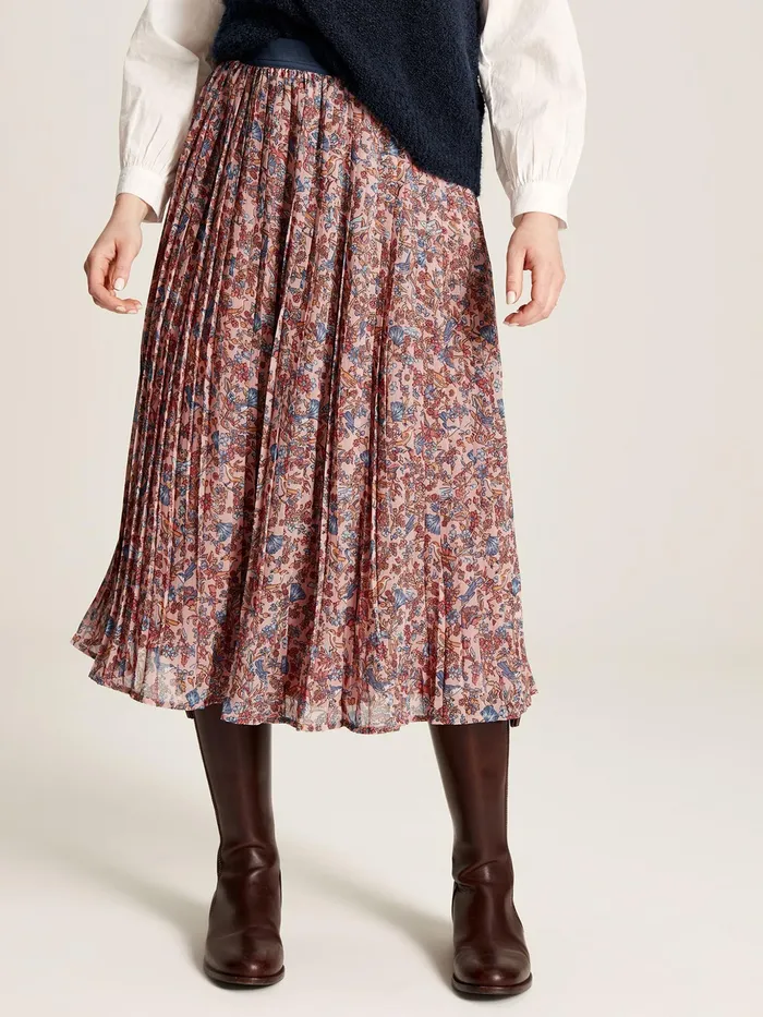 Joules Emery 8211 Pink Pleated Skirt Women Skirts