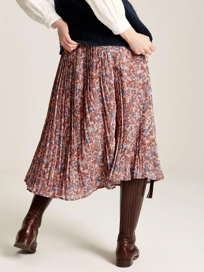 Joules Emery 8211 Pink Pleated Skirt Women Skirts