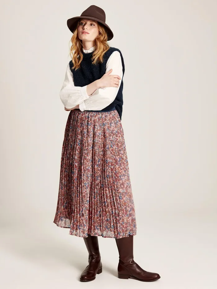 Joules Emery 8211 Pink Pleated Skirt Women Skirts