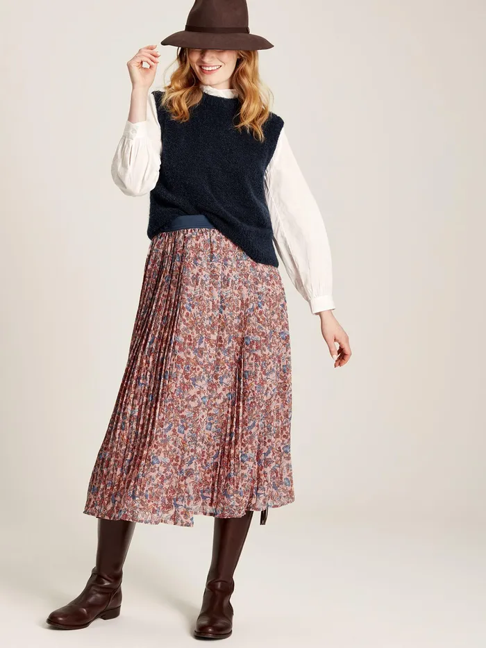 Joules Emery 8211 Pink Pleated Skirt Women Skirts