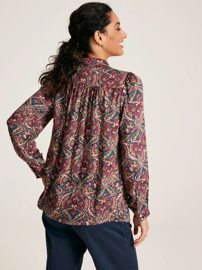Joules Everly 8211 Pink Tie Neck Blouse Women Shirts and Blouses