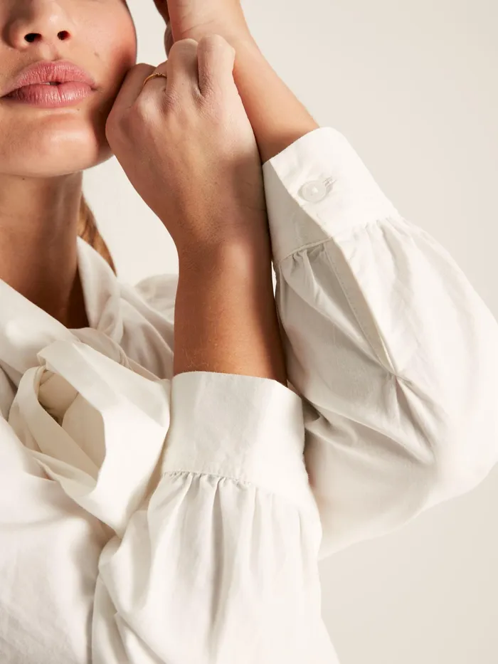 Joules Everly 8211 White Tie Neck Blouse Women Shirts and Blouses