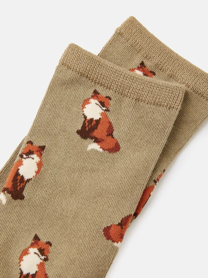 Joules Excellent Everyday 8211 Beige Fox Single Ankle Socks Women Socks and Tights
