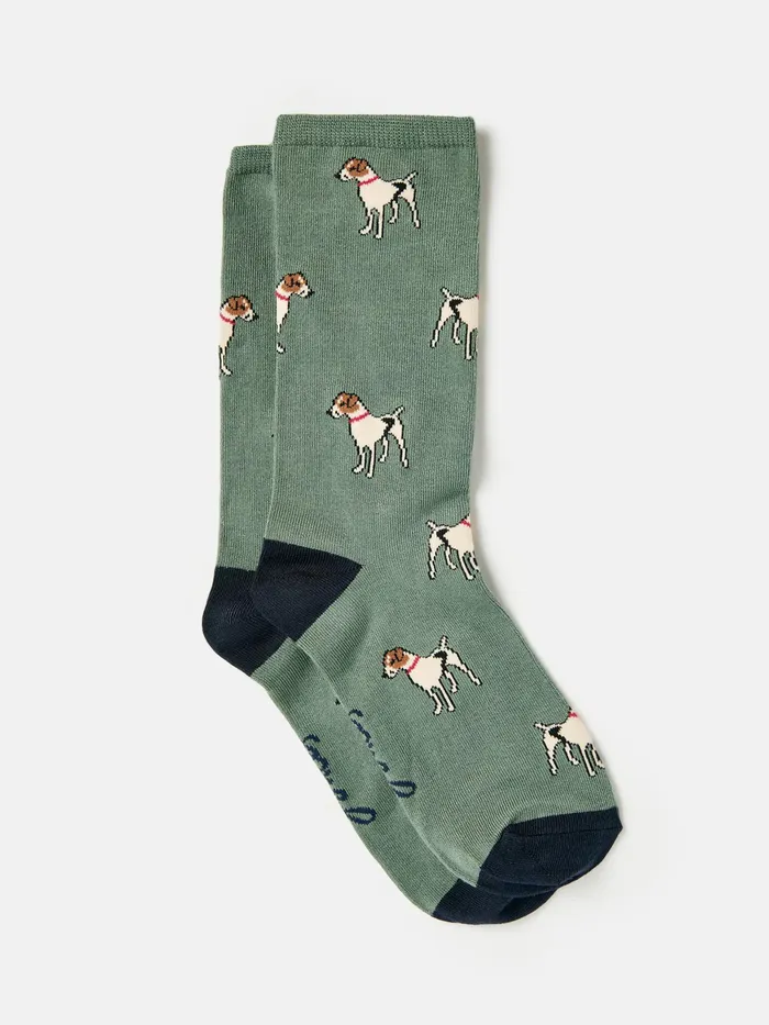 Joules Excellent Everyday 8211 Green Dog Single Ankle Socks Women Socks and Tights Joules Excellent Everyday 8211 Green Dog Single Ankle Socks Women Socks and Tights