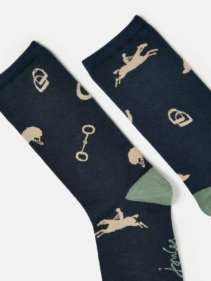 Joules Excellent Everyday 8211 Navy Equestrian Single Ankle Socks Women Socks and Tights