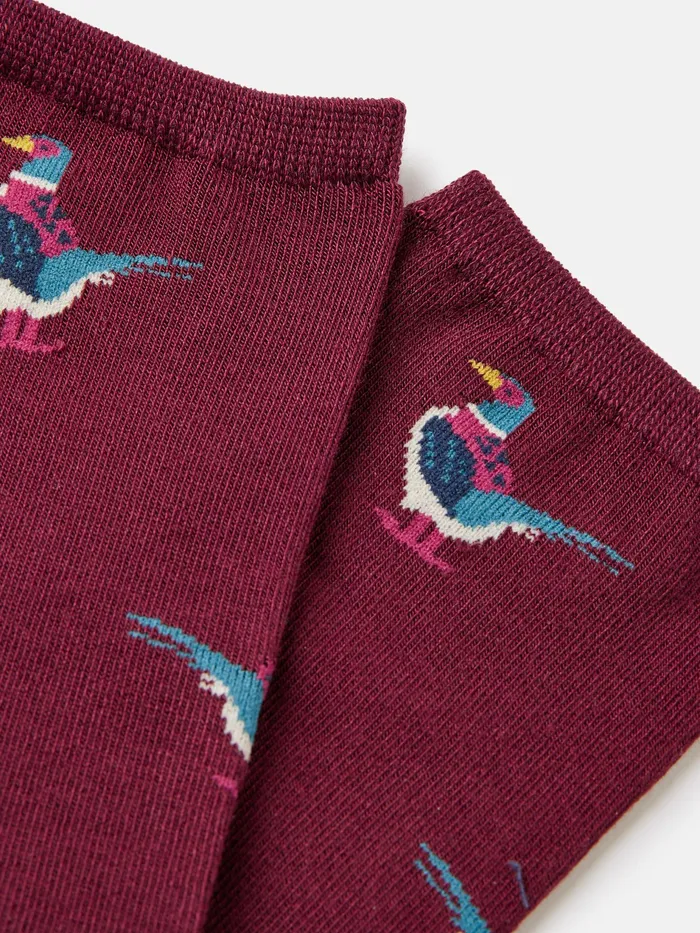 Joules Excellent Everyday 8211 Purple Pheasant Single Ankle Socks Women Socks and Tights