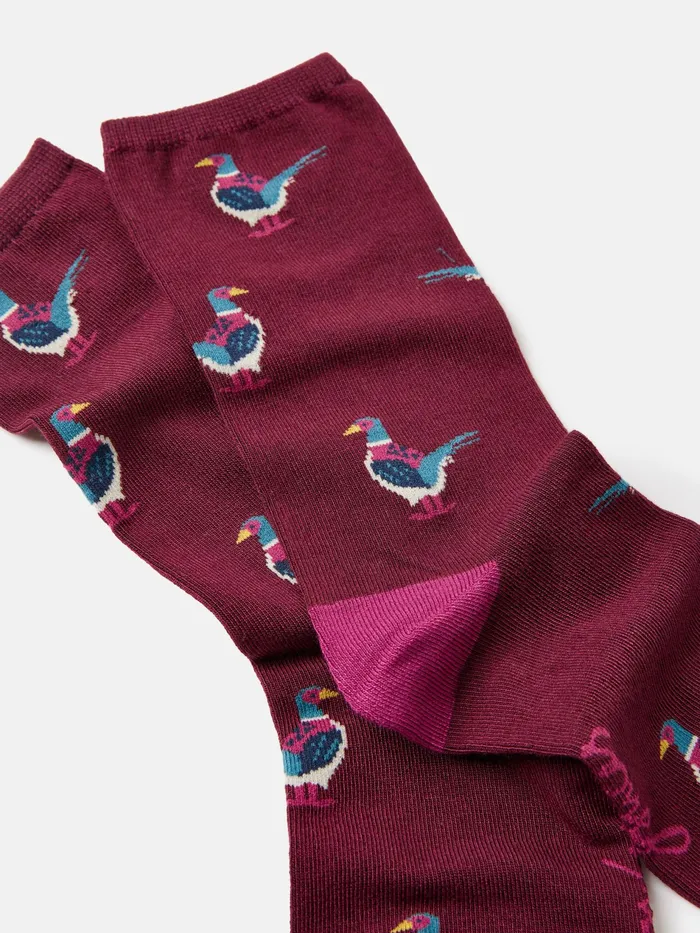 Joules Excellent Everyday 8211 Purple Pheasant Single Ankle Socks Women Socks and Tights