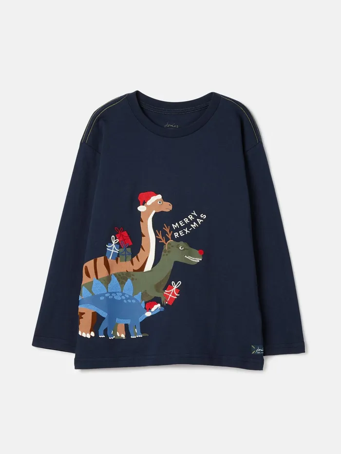Joules Finlay 8211 Navy Long Sleeve Artwork Jersey Top Boys Tops and Tshirts