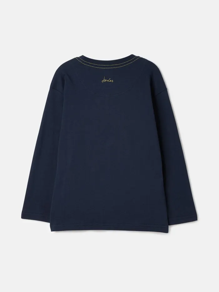 Joules Finlay 8211 Navy Long Sleeve Artwork Jersey Top Boys Tops and Tshirts