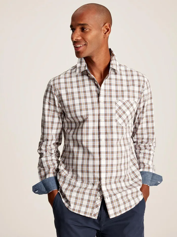 Joules Goodridge 8211 Cream Long Sleeve Classic Fit Poplin Shirt Men Shirts