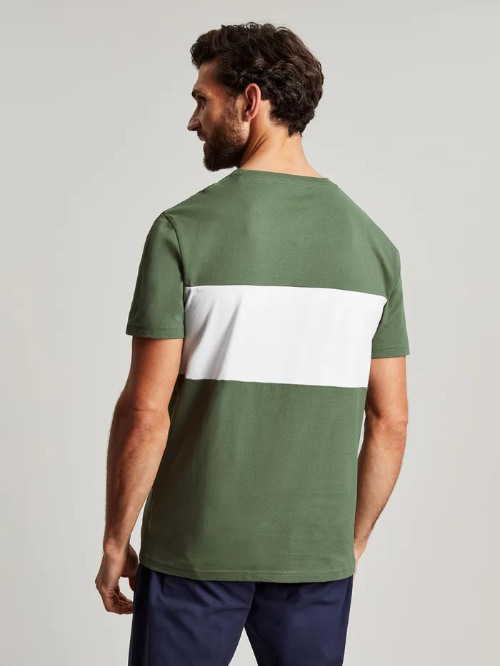 Joules Green Colourblock TShirt Men Tops and Tshirts