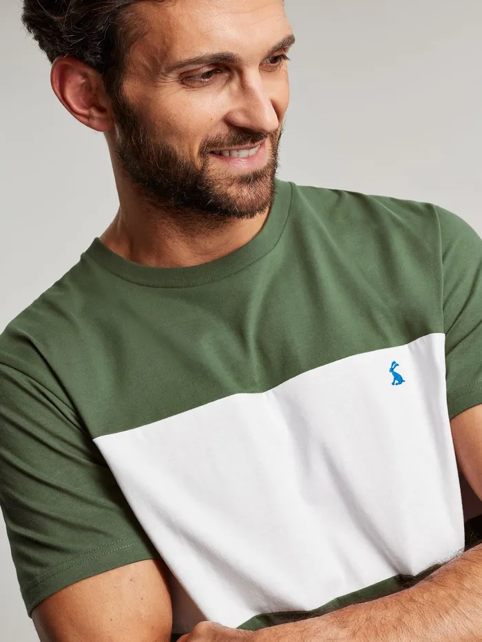 Joules Green Colourblock TShirt Men Tops and Tshirts