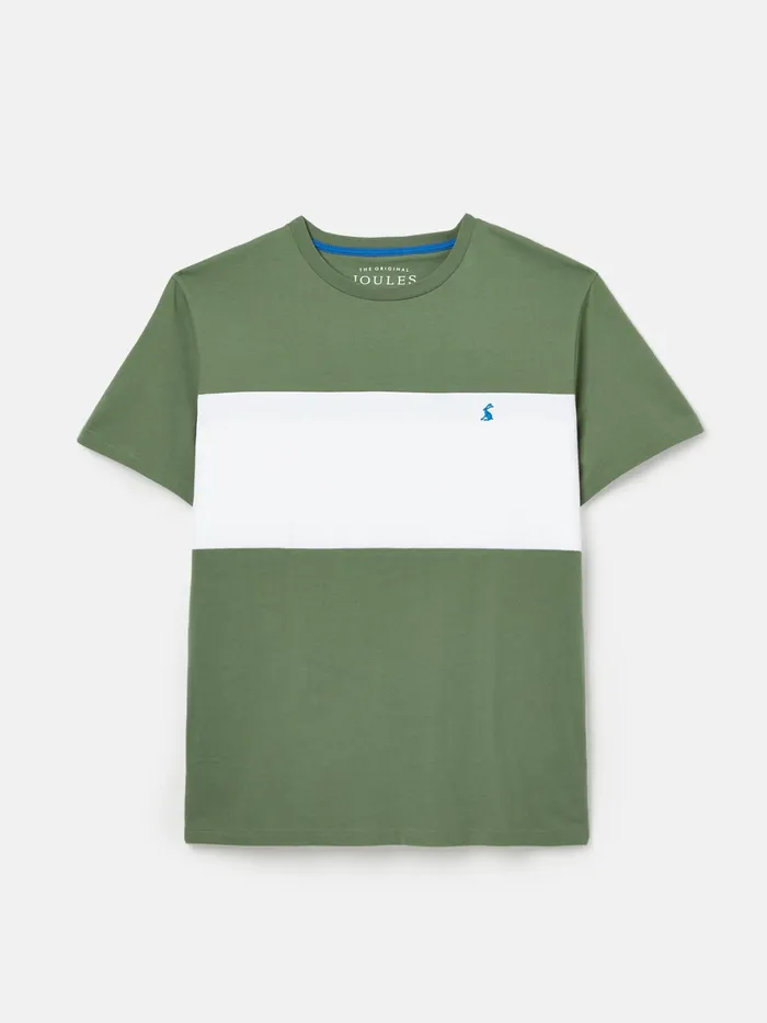 Joules Green Colourblock TShirt Men Tops and Tshirts