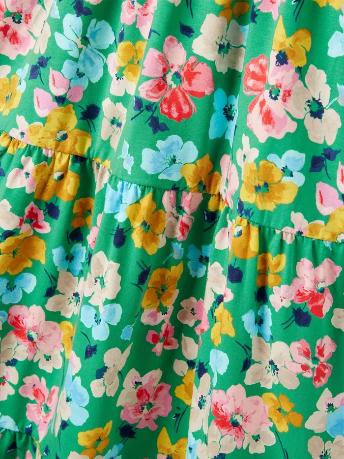 Joules Green Elasticated Waist Long Line Dress Women Dresses