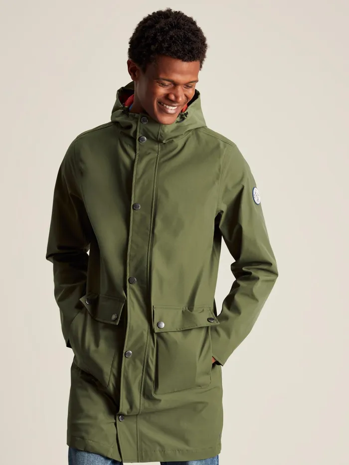 Joules Green Wayland Mid Length Raincoat Men Coats and Jackets