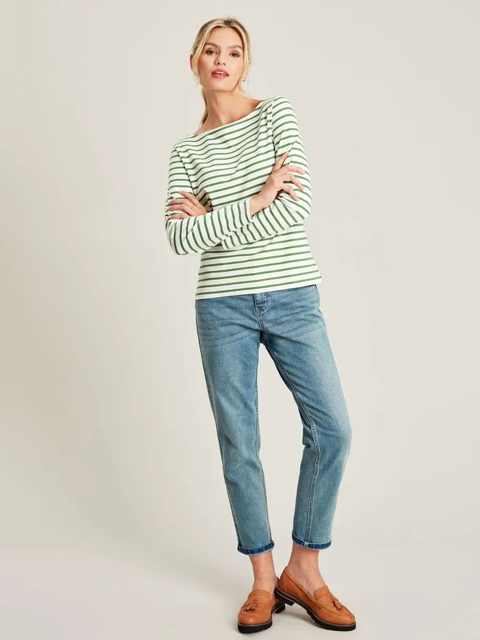 Joules Harbour 8211 Green Long Sleeve Breton Top Women Tops