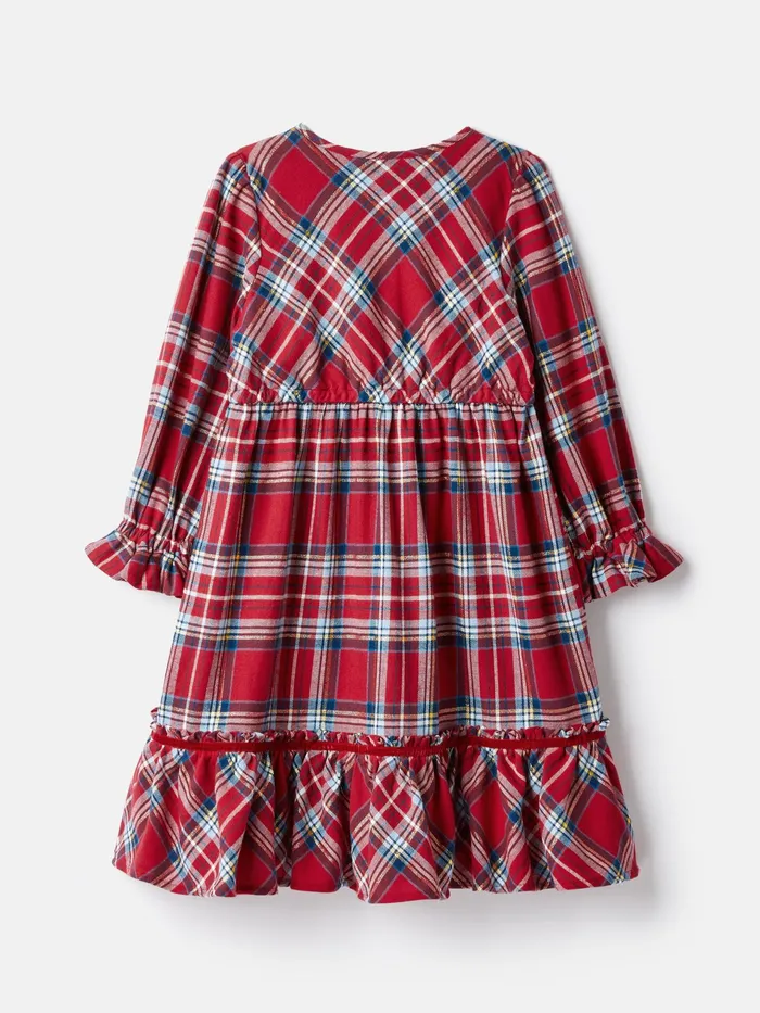 Joules Harriet 8211 Red Long Sleeve Dress With Frilled Details Girls Dresses