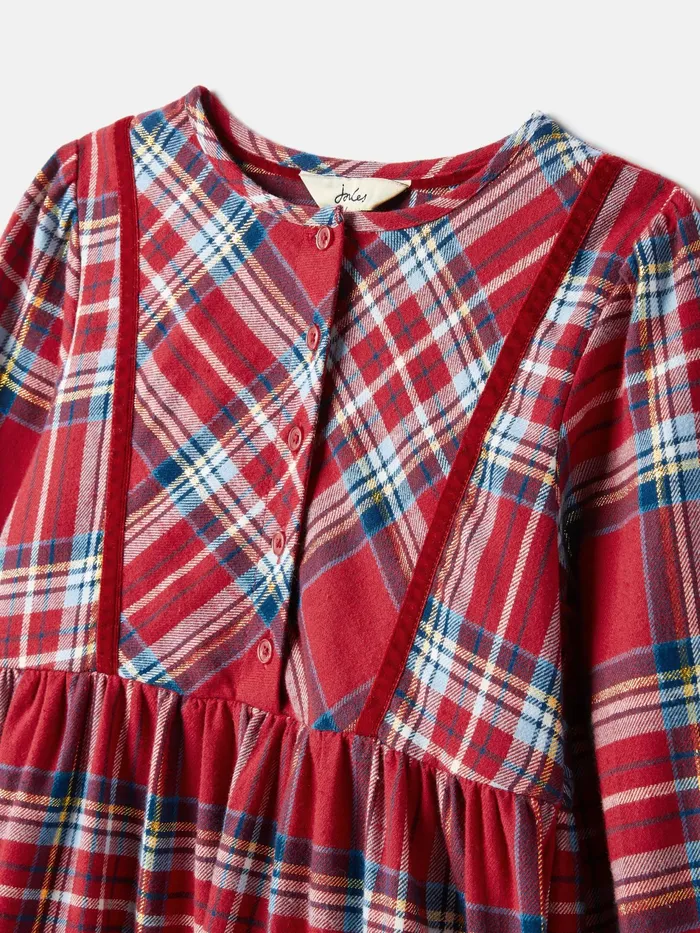 Joules Harriet 8211 Red Long Sleeve Dress With Frilled Details Girls Dresses
