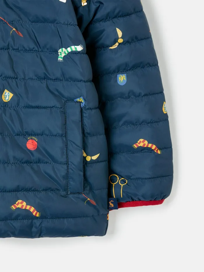 Joules Harry Potter Icons 8211 Navy Blue Showerproof Reversible Coat GirlsBoys Coats and Jackets