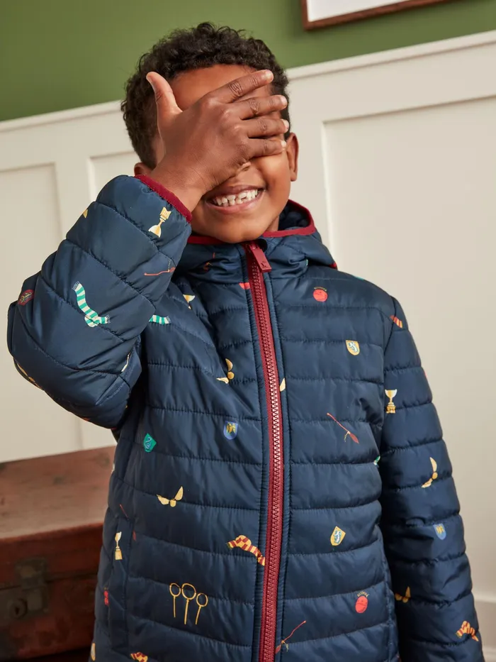Joules Harry Potter Icons 8211 Navy Blue Showerproof Reversible Coat GirlsBoys Coats and Jackets