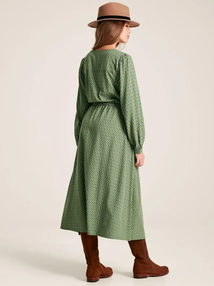 Joules Imogen 8211 Green Long Sleeve Midi Dress Women Dresses