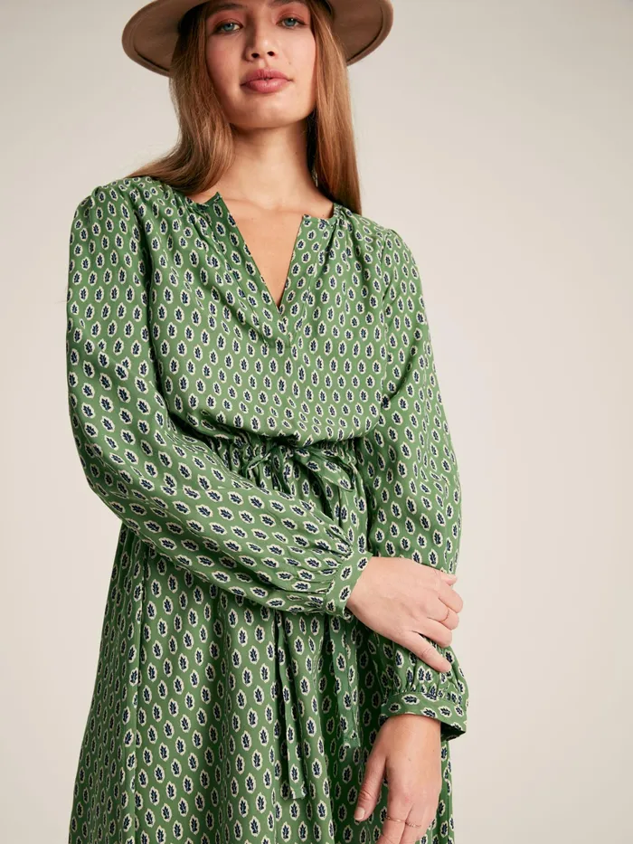Joules Imogen 8211 Green Long Sleeve Midi Dress Women Dresses