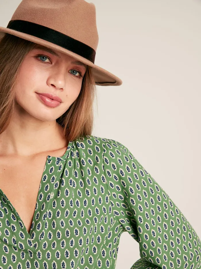 Joules Imogen 8211 Green Long Sleeve Midi Dress Women Dresses