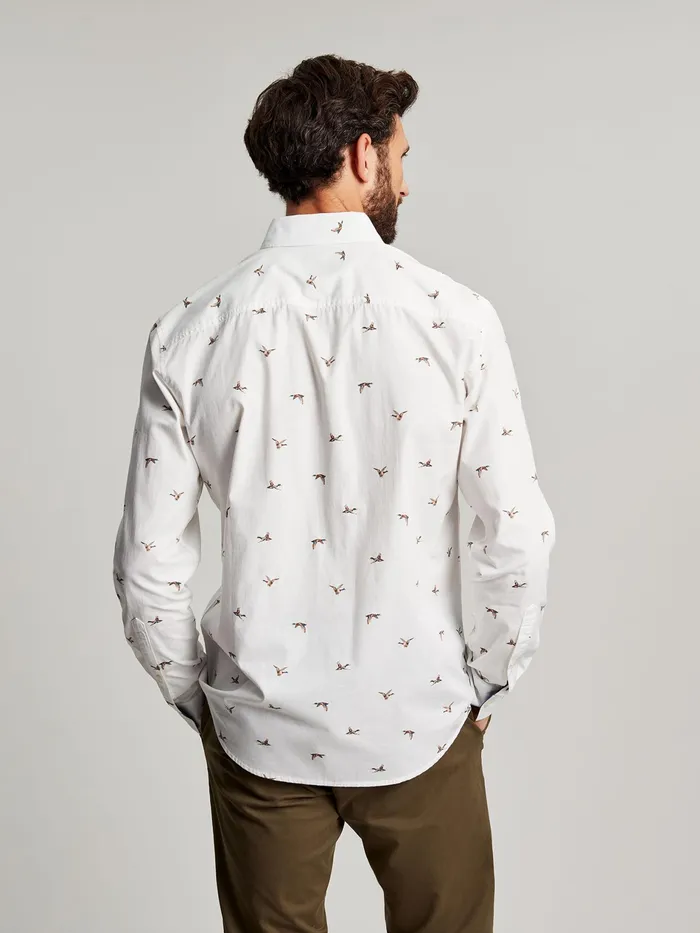 Joules Invitation 8211 White Long Sleeve Classic Fit Printed Shirt Men Shirts