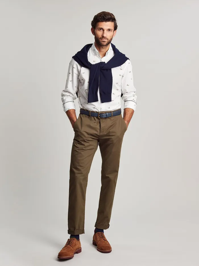 Joules Invitation 8211 White Long Sleeve Classic Fit Printed Shirt Men Shirts